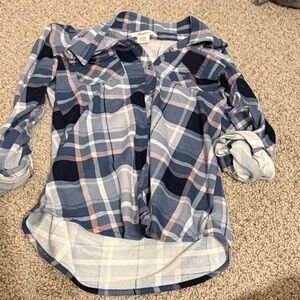 Passport Kids Plaid Shirt in Blue and Pink